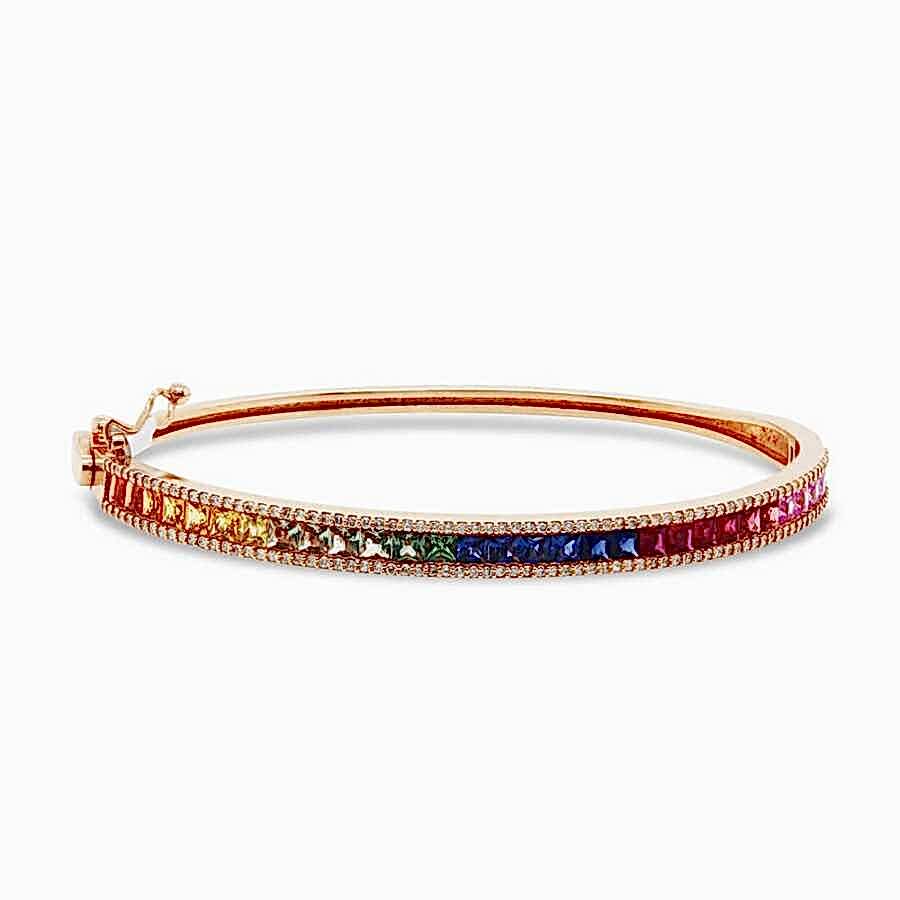 3,73 Karat Pırlanta Multicolor Safir Bileklik - Pırlanta Tasarım Bileklikler