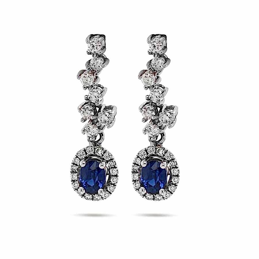 1,18 Karat Pırlantalı Safir Küpe - Pırlanta Tasarım Küpeler