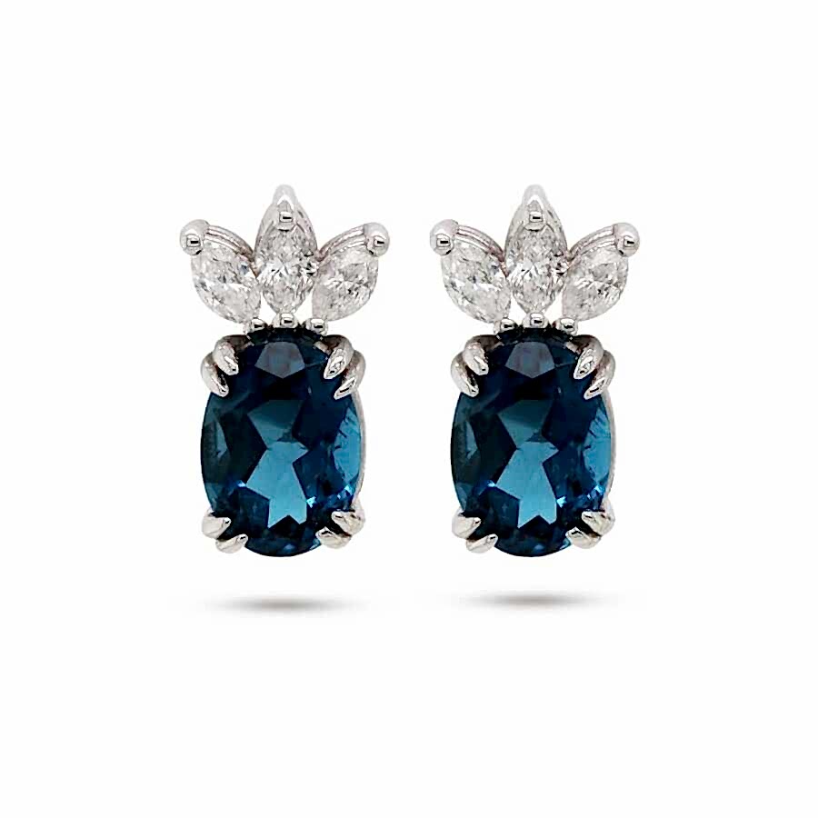 2,09 Karat Pırlantalı Safir Küpe - Pırlanta Tasarım Küpeler