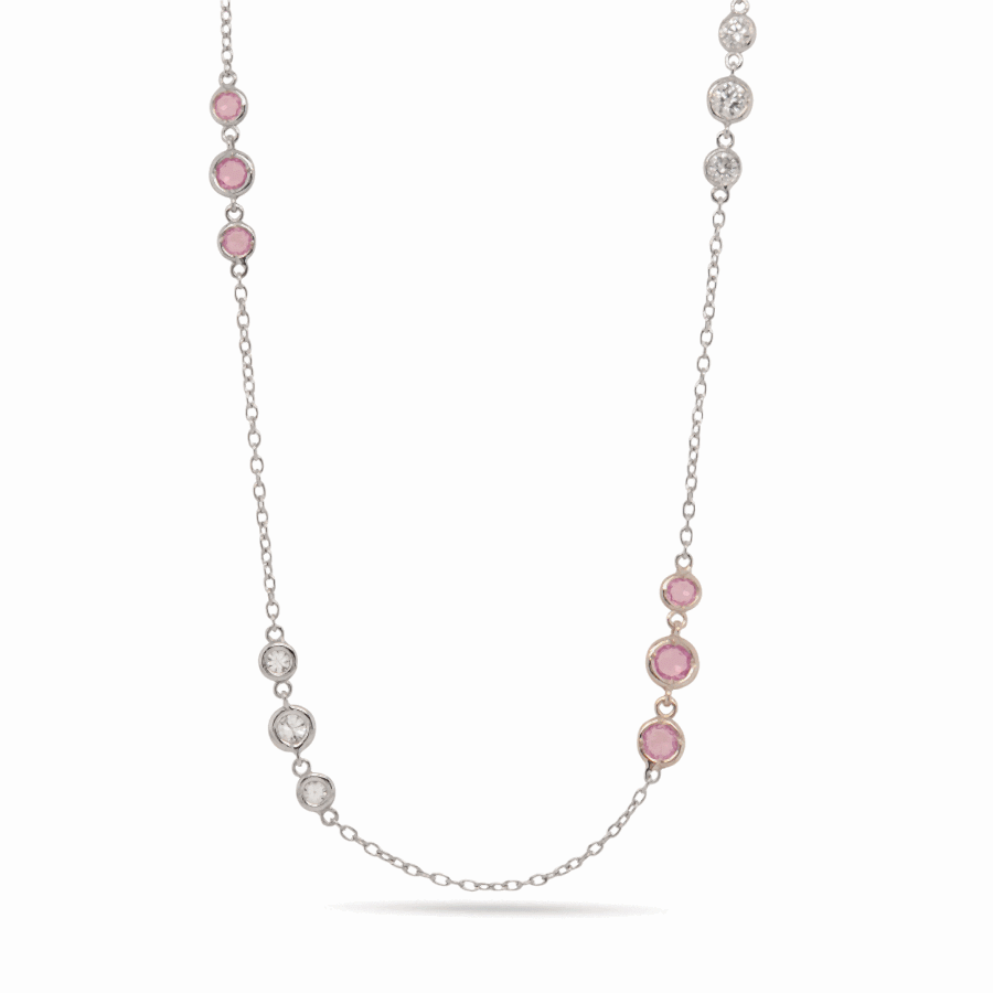 7.14 Karat Pembe Safirli Pırlanta Kolye - Pırlanta Tasarım Kolyeler
