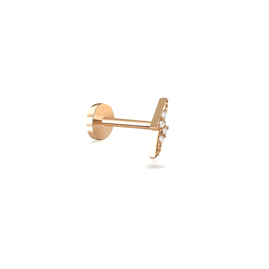 Taşlı Şimşek Altın Piercing PRC0059 - Altın Piercing
