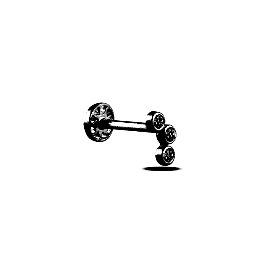 Üç Taşlı Altın Piercing PRC0052 - Altın Piercing