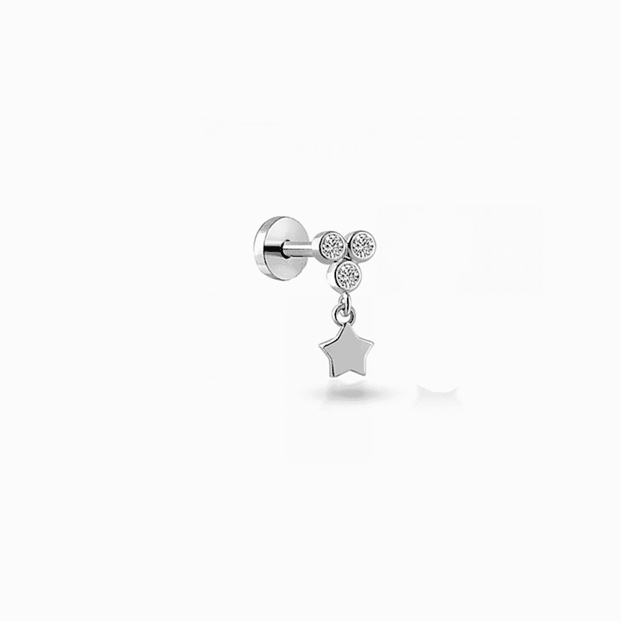 Taşlı Yıldız Altın Piercing PRC0011 - Altın Piercing