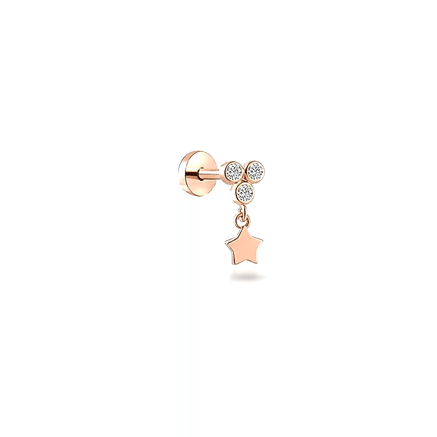 Taşlı Yıldız Altın Piercing PRC0011 - Altın Piercing