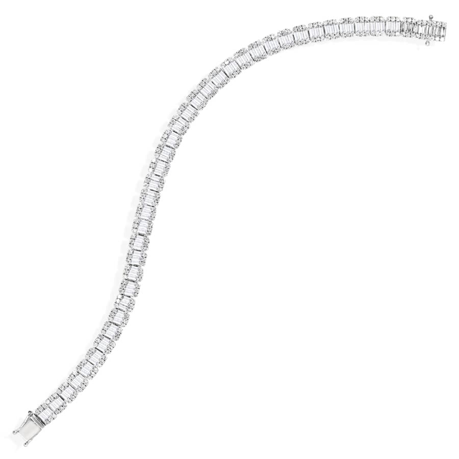 6.86 Karat Emerald Baget Pırlanta Bileklik - Pırlanta Baget Bileklikler